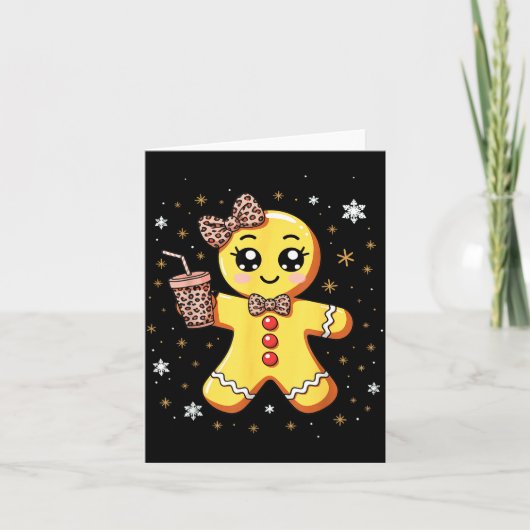 Cute Gingerbread Leopard Coquette Christmas  Kaart (Voorkant)