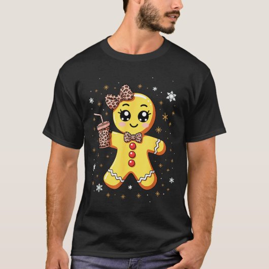 Cute Gingerbread Leopard Coquette Christmas  T-shirt (Voorkant)