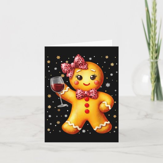 Cute Gingerbread Leopard Coquette Christmas Wine X Kaart (Voorkant)