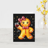 Cute Gingerbread Leopard Coquette Christmas Wine X Kaart (Gele Bloem)