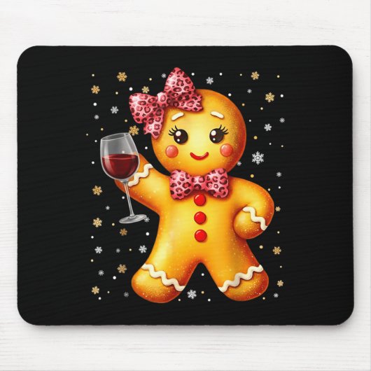 Cute Gingerbread Leopard Coquette Christmas Wine X Muismat (Voorkant)