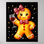Cute Gingerbread Leopard Coquette Christmas Wine X Poster (Voorkant)