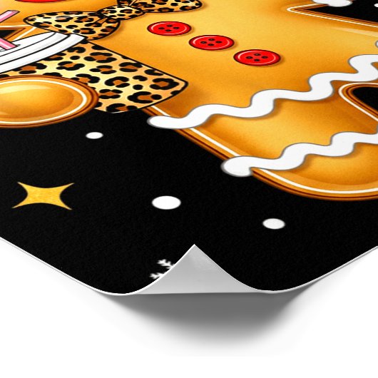 Cute Gingerbread Leopard Coquette Christmas Xmas G Poster (Hoek)