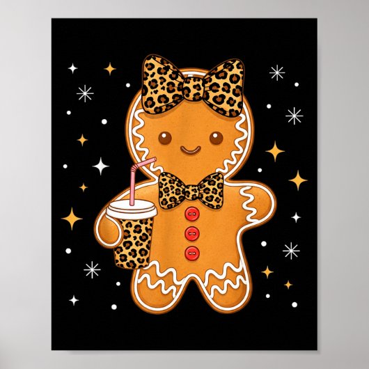 Cute Gingerbread Leopard Coquette Christmas Xmas G Poster (Voorkant)