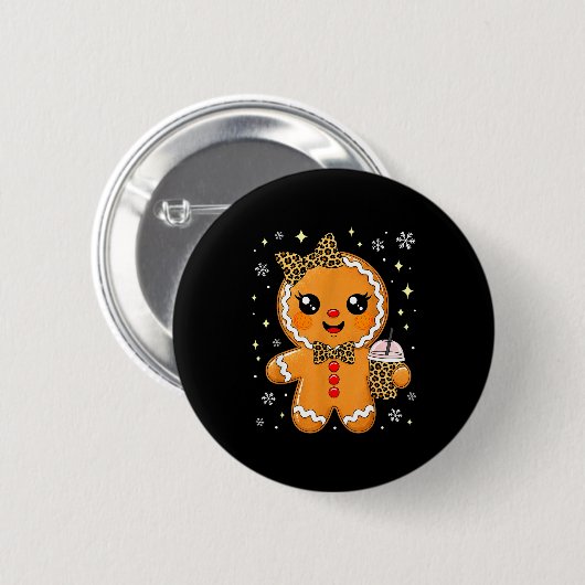 Cute Gingerbread Leopard Coquette Christmas Xmas G Ronde Button 5,7 Cm (Voorkant /achterkant)