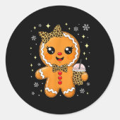 Cute Gingerbread Leopard Coquette Christmas Xmas G Ronde Sticker (Voorkant)