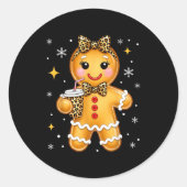 Cute Gingerbread Leopard Coquette Christmas Xmas G Ronde Sticker (Voorkant)