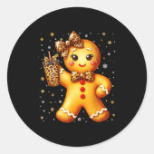 Cute Gingerbread Leopard Coquette Christmas Xmas G Ronde Sticker (Voorkant)