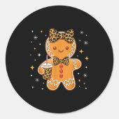 Cute Gingerbread Leopard Coquette Christmas Xmas G Ronde Sticker (Voorkant)