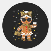Cute Gingerbread Leopard Coquette Christmas Xmas G Ronde Sticker (Voorkant)