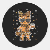 Cute Gingerbread Leopard Coquette Christmas Xmas G Ronde Sticker (Voorkant)