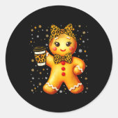 Cute Gingerbread Leopard Coquette Christmas Xmas G Ronde Sticker (Voorkant)