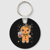 Cute Gingerbread Leopard Coquette Christmas Xmas G Sleutelhanger (Voorkant)