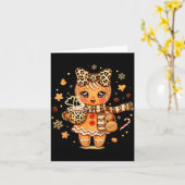 Cute Gingerbread Leopard Coquette Christmas Xmas W Kaart (Gele Bloem)