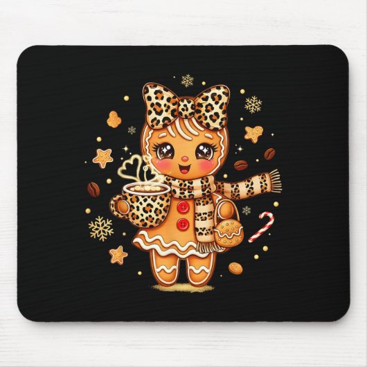 Cute Gingerbread Leopard Coquette Christmas Xmas W Muismat (Voorkant)