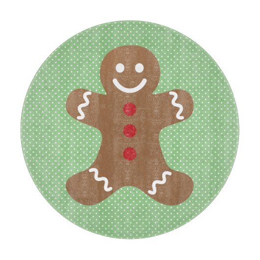 Cute Gingerbread Man and Green Polka Dots Snijplank (Voorkant)