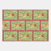 Cute Gingerbread Man Blowing Horn, Christmas Candy Inpakpapier Vel (Voorkant 2)