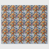 Cute Gingerbread Man Cheerful Christmas Cookie Art Cadeaupapier (Vlak)