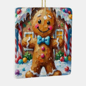 Cute Gingerbread Man Cheerful Christmas Cookie Art Keramisch Ornament (Rechts)