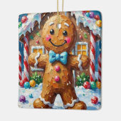 Cute Gingerbread Man Cheerful Christmas Cookie Art Keramisch Ornament (Links)