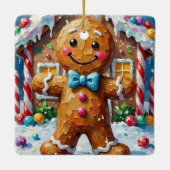 Cute Gingerbread Man Cheerful Christmas Cookie Art Keramisch Ornament (Achterkant)
