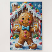 Cute Gingerbread Man Cheerful Christmas Cookie Art Legpuzzel (Verticaal)