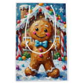 Cute Gingerbread Man Cheerful Christmas Cookie Art Medium Cadeauzakje (Voorkant)