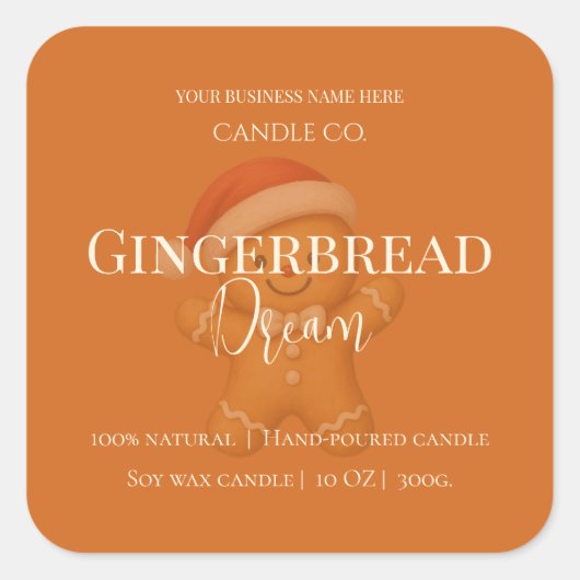 Cute Gingerbread Man Christmas Candle Label (Voorkant)