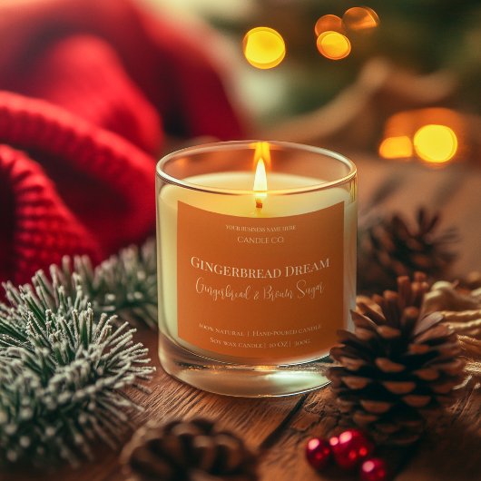 Cute Gingerbread Man Christmas Candle Label