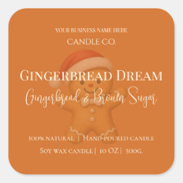 Cute Gingerbread Man Christmas Candle Label