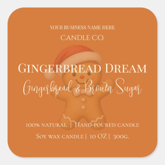 Cute Gingerbread Man Christmas Candle Label (Voorkant)