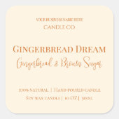 Cute Gingerbread Man Christmas Candle Label (Voorkant)