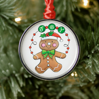 Cute Gingerbread man, Christmas Cookie Joy Metalen Ornament