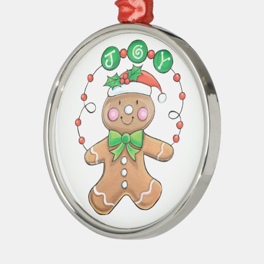 Cute Gingerbread man, Christmas Cookie Joy Metalen Ornament (Links)