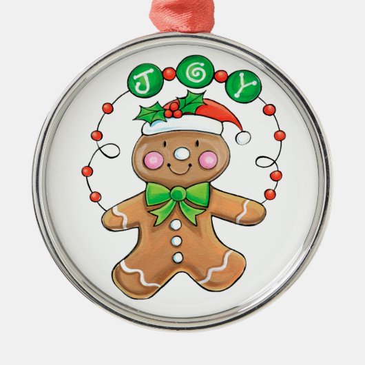 Cute Gingerbread man, Christmas Cookie Joy Metalen Ornament (Voorkant)