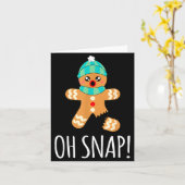 Cute Gingerbread Man Funny Christmas Oh Snap  Kaart (Gele Bloem)