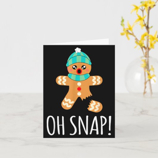 Cute Gingerbread Man Funny Christmas Oh Snap  Kaart (Gele Bloem)