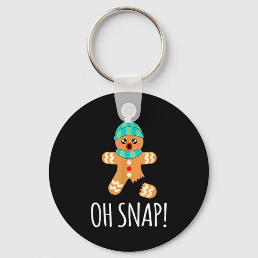 Cute Gingerbread Man Funny Christmas Oh Snap Sleutelhanger (Voorkant)