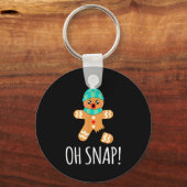 Cute Gingerbread Man Funny Christmas Oh Snap Sleutelhanger (Voorkant)