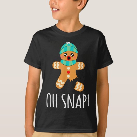 Cute Gingerbread Man Funny Christmas Oh Snap  T-shirt (Voorkant)