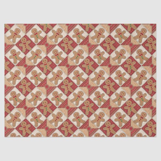 Cute Gingerbread Man Patchwork Christmas Tissuepapier (Voorkant)