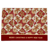 Cute Gingerbread Man Patchwork Pattern Custom Groot Cadeauzakje (Voorkant)