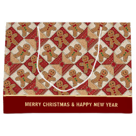 Cute Gingerbread Man Patchwork Pattern Custom Groot Cadeauzakje