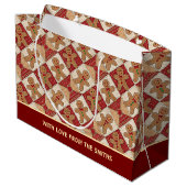 Cute Gingerbread Man Patchwork Pattern Custom Groot Cadeauzakje (Achterkant Gekanteld)