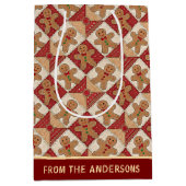 Cute Gingerbread Man Patchwork Pattern Custom Medium Cadeauzakje (Voorkant)