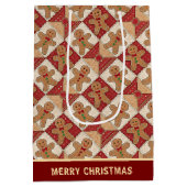 Cute Gingerbread Man Patchwork Pattern Custom Medium Cadeauzakje (Achterkant)