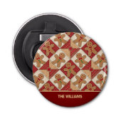 Cute Gingerbread Man Patchwork Pattern Style Button Flesopener (Voorkant)