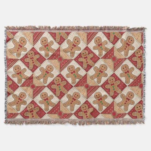 Cute Gingerbread Man Patchwork Pattern Style Deken (Voorkant)