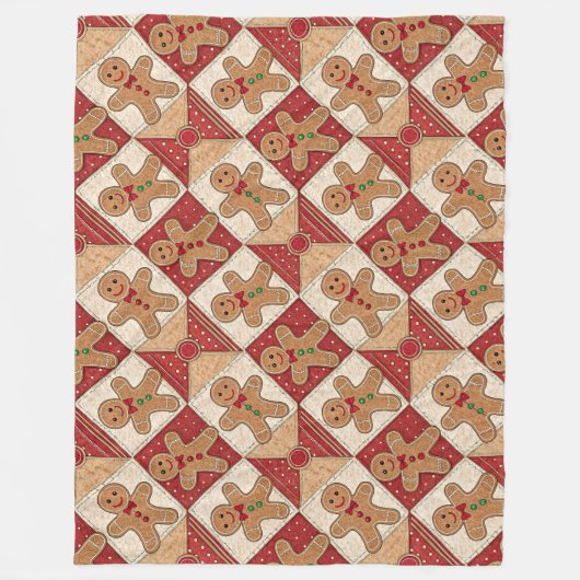 Cute Gingerbread Man Patchwork Pattern Style Fleece Deken (Voorkant)