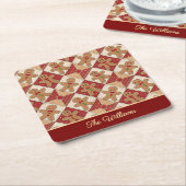 Cute Gingerbread Man Patchwork Pattern Style Kartonnen Onderzetters (Schuin)